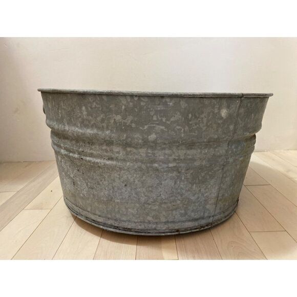 Vintage French Zinc Laundry Bowl Basin Pelvis Home Garden Decor